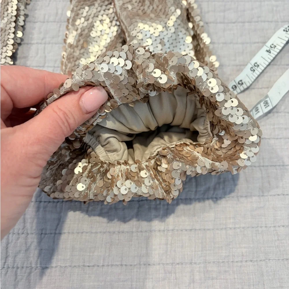 Simply Vera Vera Wang Gold Sequin Blouse Balloon Sleeve Party Top Size Medium - Picture 11 of 12